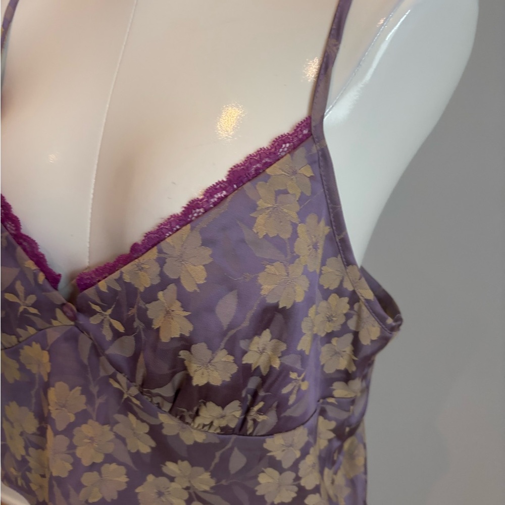 Commense floral satin Purple Women's Top - Picture 2 of 5